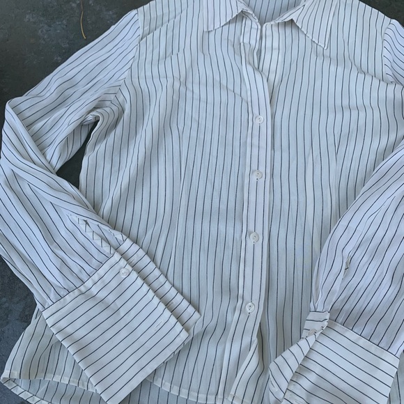 Striped New York and Company Button Down Blouse - Picture 2 of 3